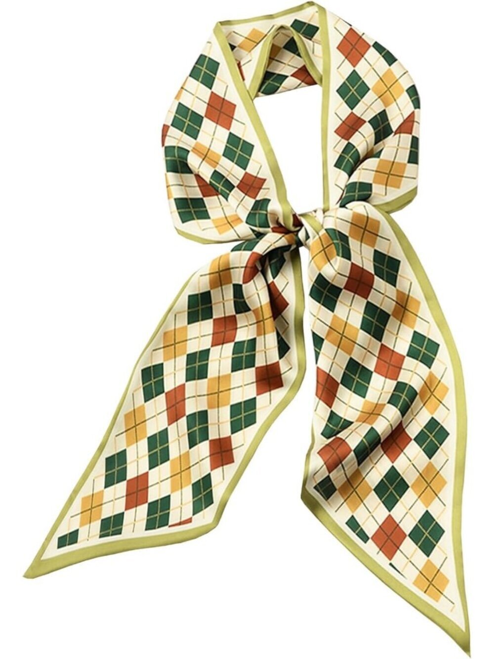 Women's Yellow Square Crinoids Head Fashion Scarves Long Skinny Silky Bags Scarf